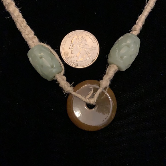 💚Handmade Hemp Jadeite Aventurine and Jasper stone pendant necklace💚 - Picture 2 of 3